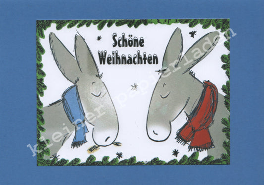 Fotoklappkarte Motiv Zwei Esel