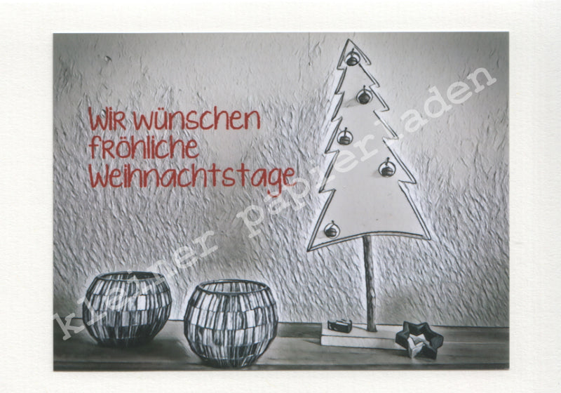 Fotoklappkarte Motiv Baum mit Glöckchen