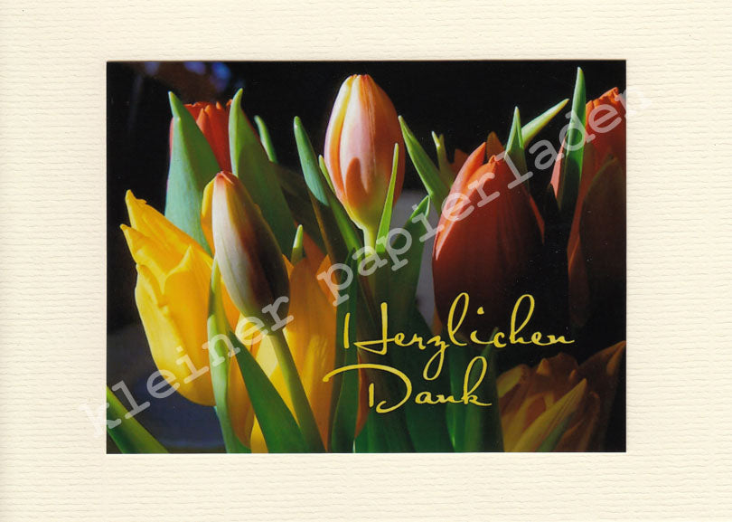 Fotoklappkarte Motiv Bunter Tulpenstrauß