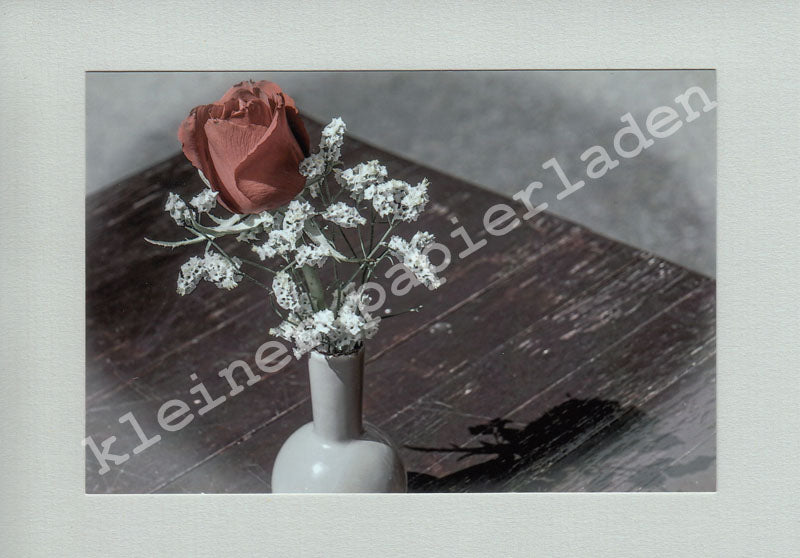 Fotoklappkarte Motiv Rose in der Vase
