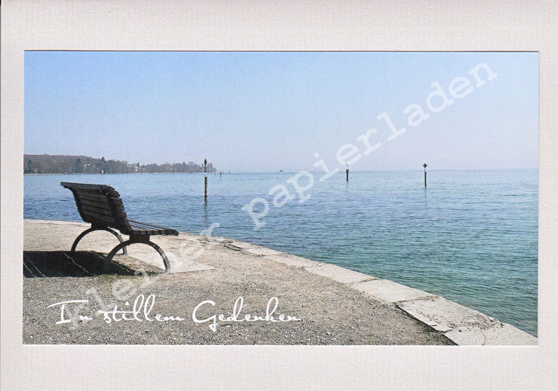 Fotoklappkarte Motiv Bank am See