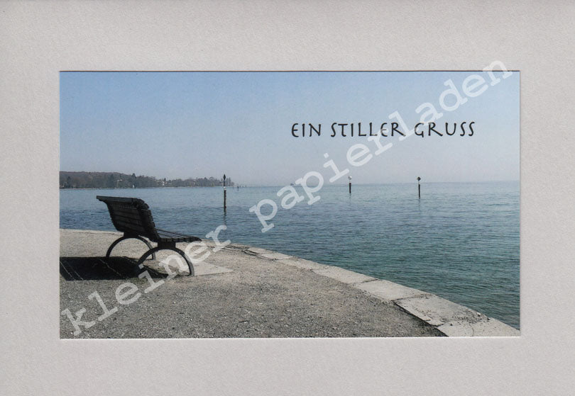 Fotoklappkarte Motiv Bank am See