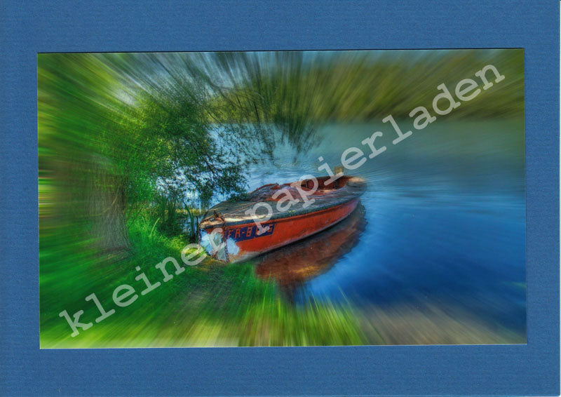 Fotoklappkarte Motiv Rotes Boot
