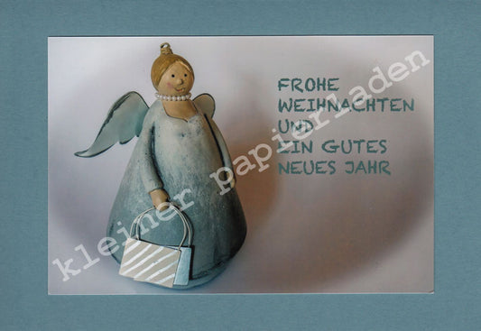Fotoklappkarte Motiv Engel mit Perlenkette