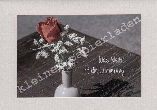 Fotoklappkarte Motiv Rose in der Vase