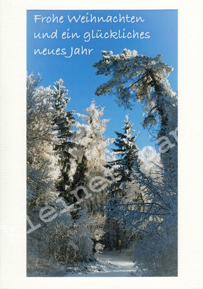 Fotoklappkarte Motiv Verschneiter Wald
