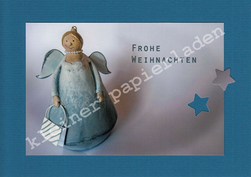 Fotoklappkarte Motiv Engel mit Perlenkette